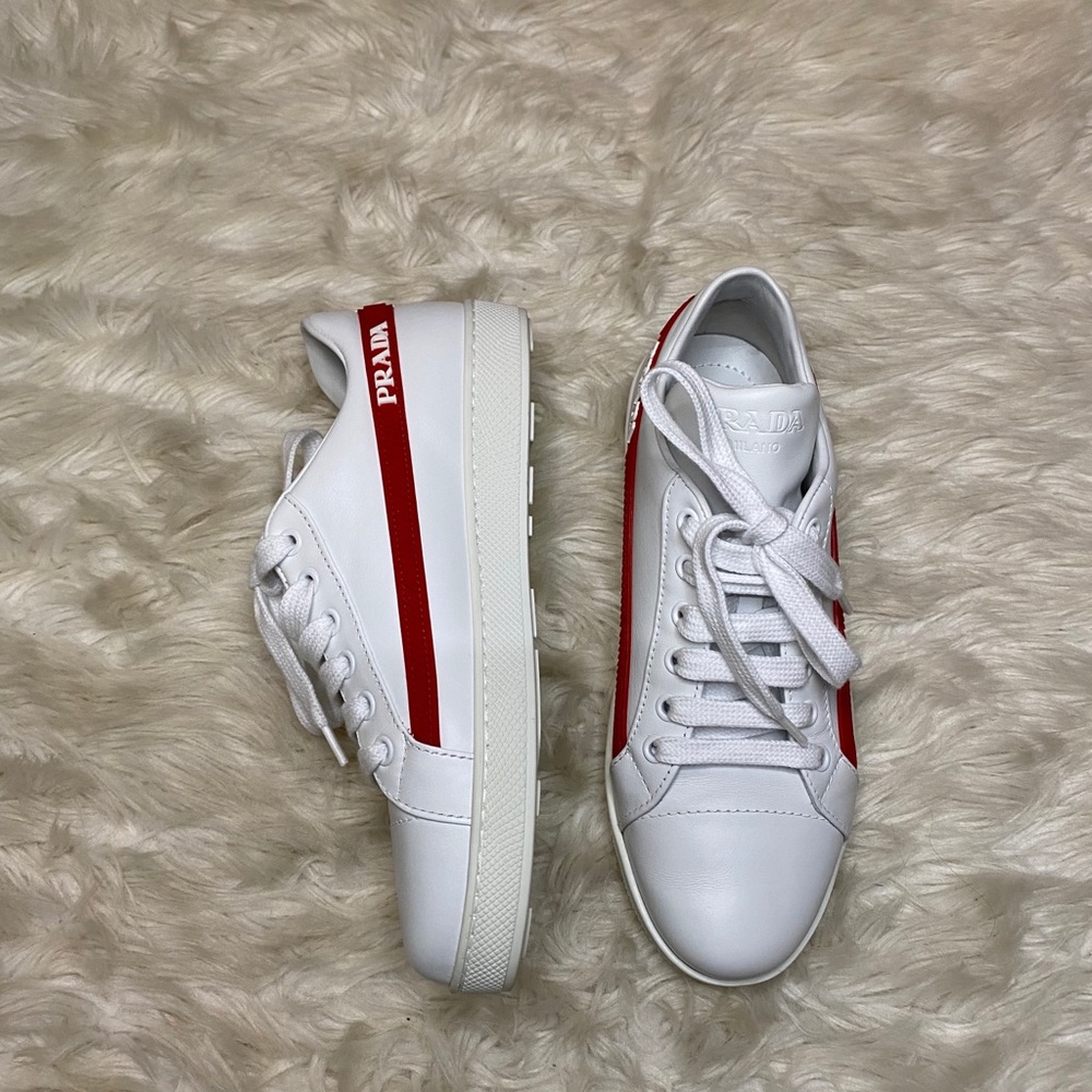 Prada Sneaker— “Two-Tone Leather Low-Top Sneakers”